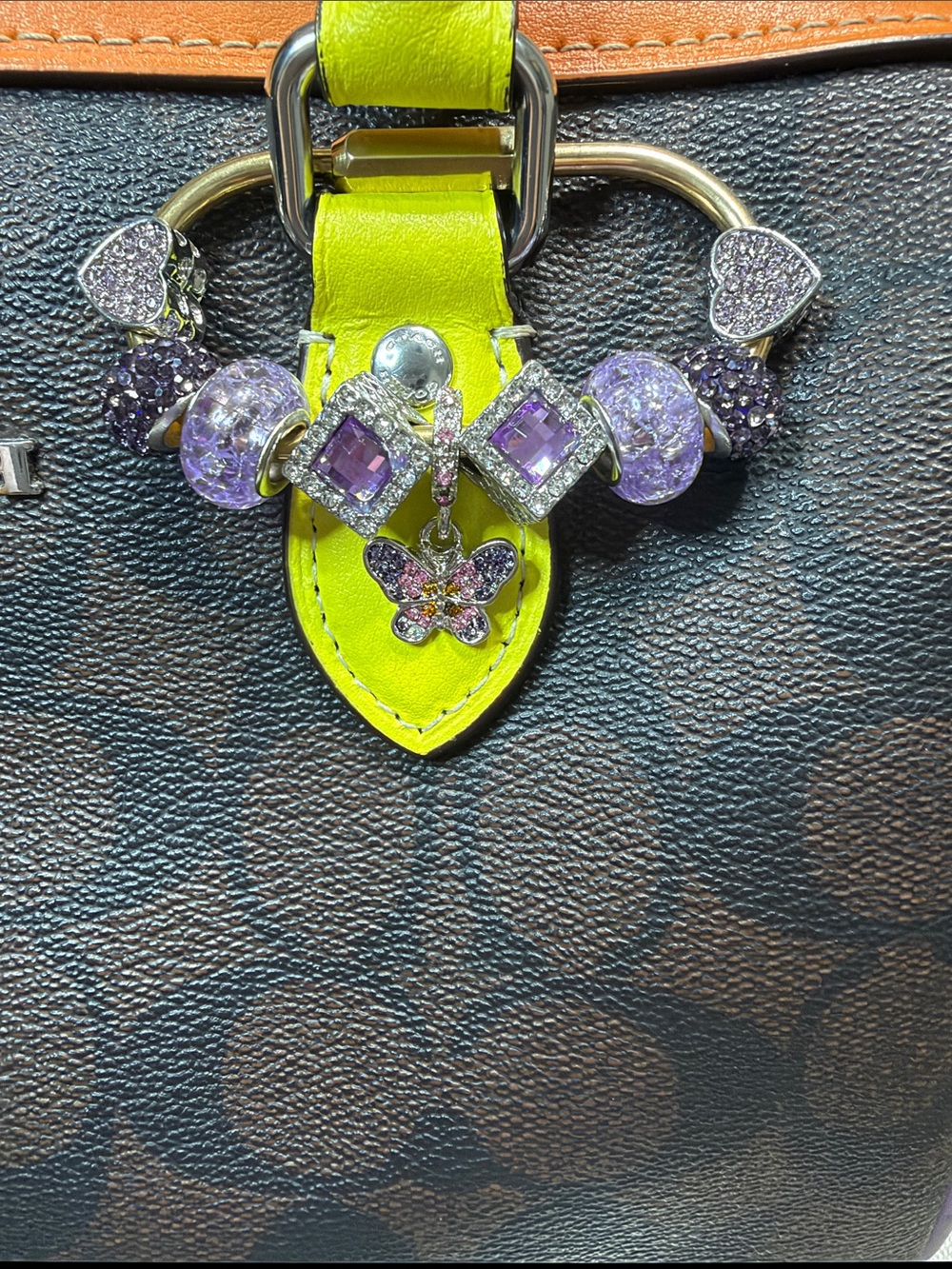 Purple Crystal Butterfly bag Charm - Unbranded